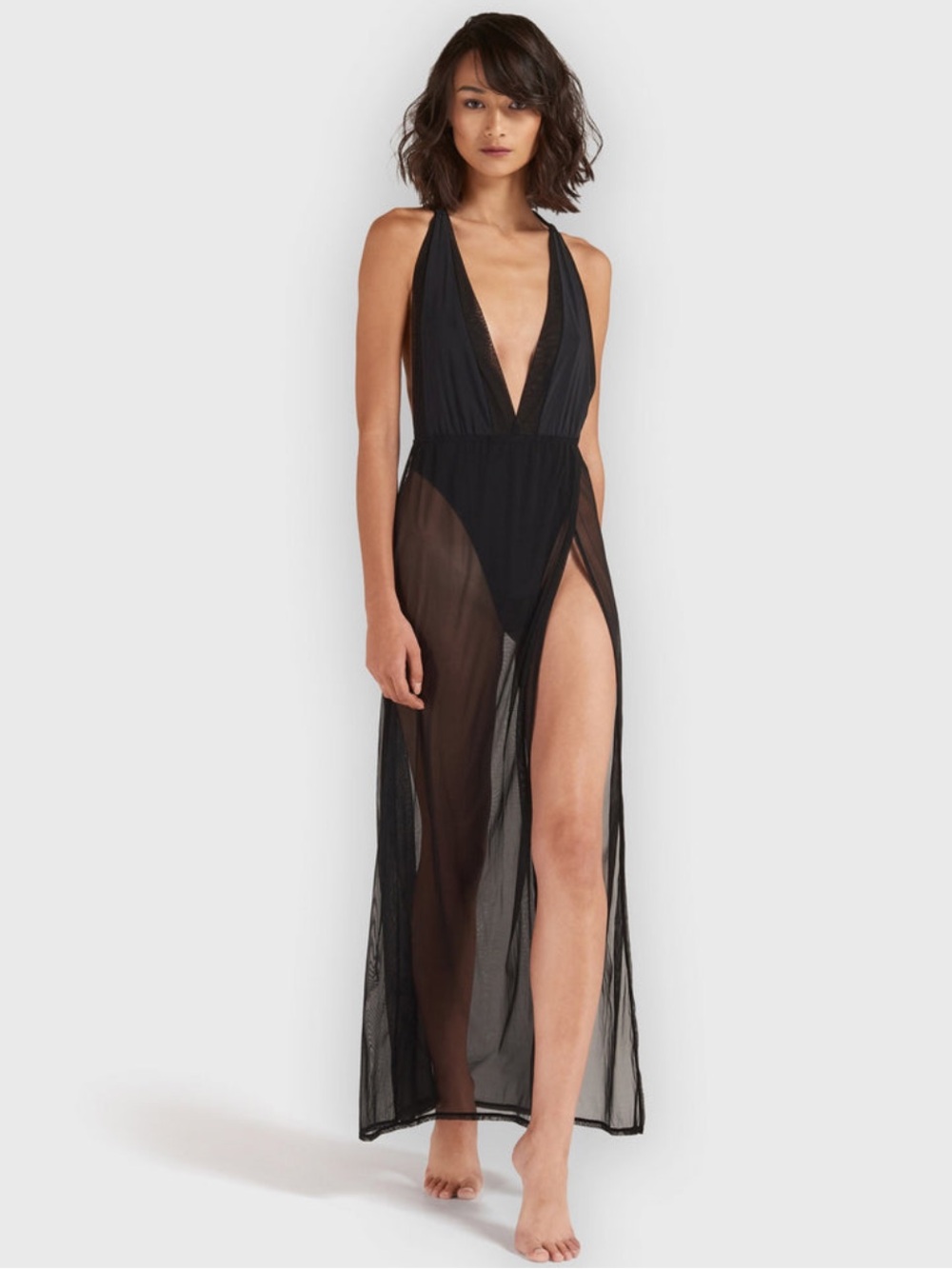 Bluebella Black Sheer Night Chemise with Gold Accent - Picture 2 of 8